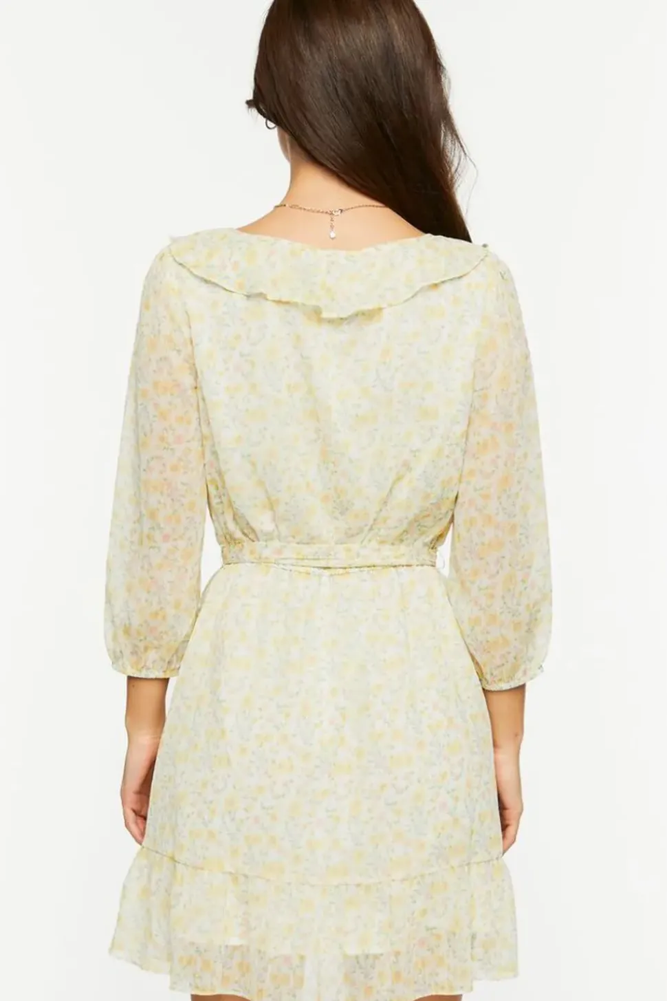 Ditsy Floral Ruffle-Trim Mini Dress