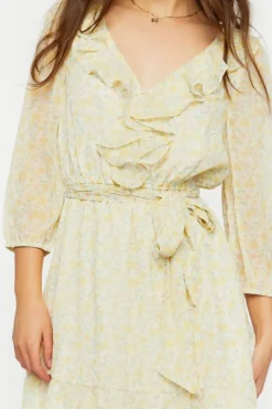 Ditsy Floral Ruffle-Trim Mini Dress