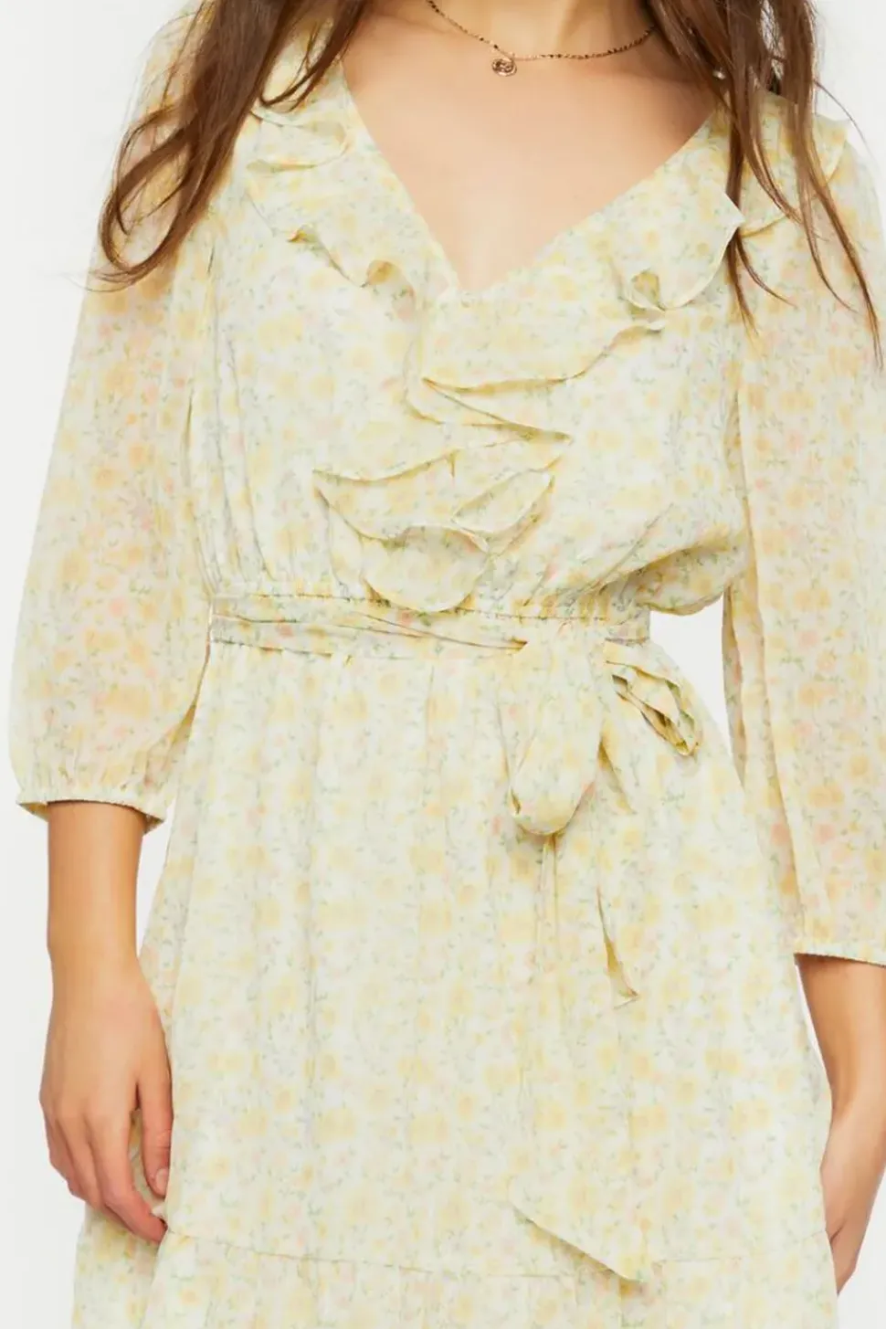 Ditsy Floral Ruffle-Trim Mini Dress