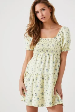 Ditsy Floral Smocked Babydoll Dress