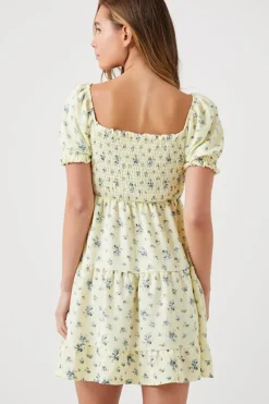Ditsy Floral Smocked Babydoll Dress