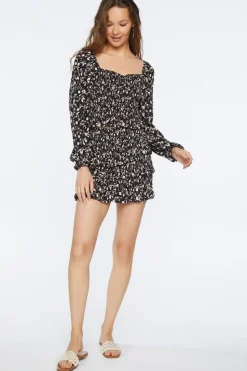 Ditsy Floral Smocked Ruffled Skirt