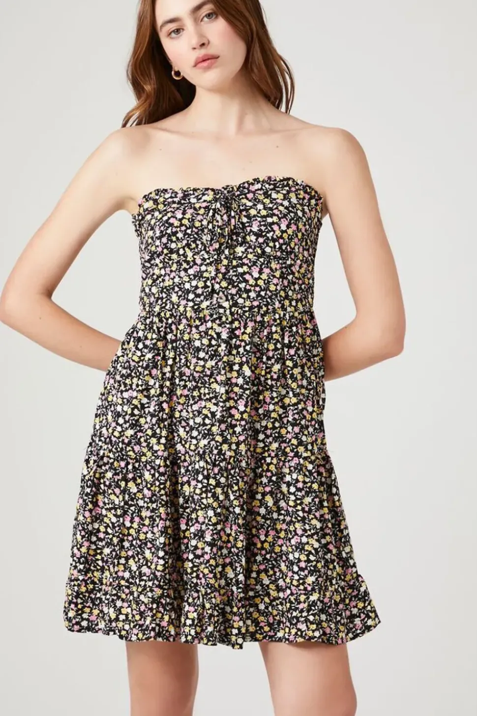 Ditsy Floral Strapless Mini Dress