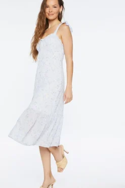 Ditsy Floral Tie-Strap Midi Dress