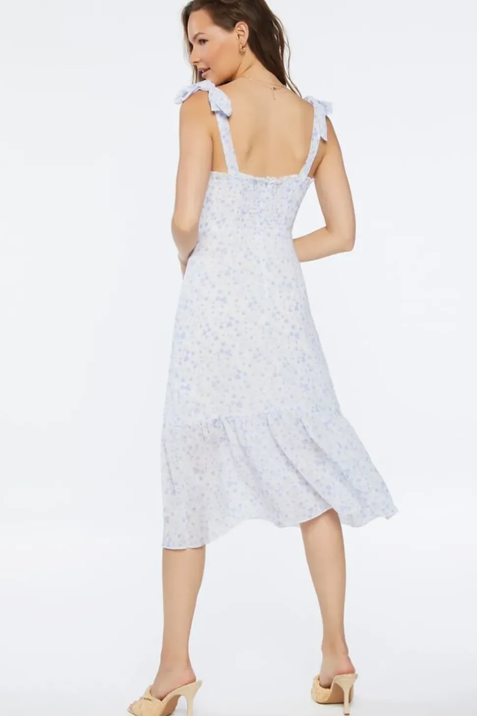 Ditsy Floral Tie-Strap Midi Dress