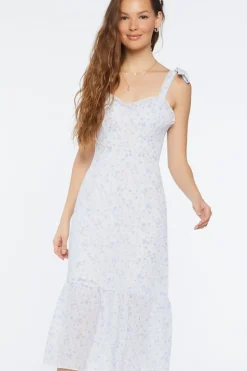 Ditsy Floral Tie-Strap Midi Dress