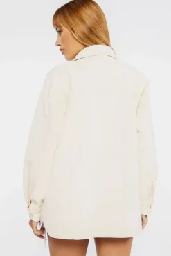 Dolphin-Hem Buttoned Shacket