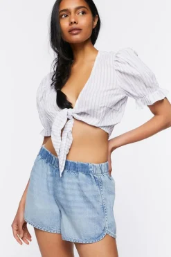 Dolphin-Hem Denim Shorts