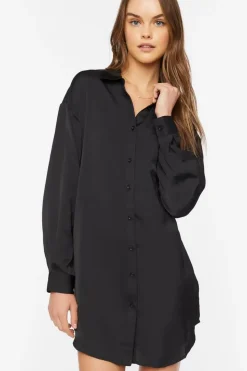 Dolphin-Hem Shirt Mini Dress