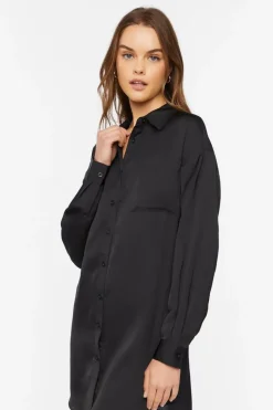 Dolphin-Hem Shirt Mini Dress