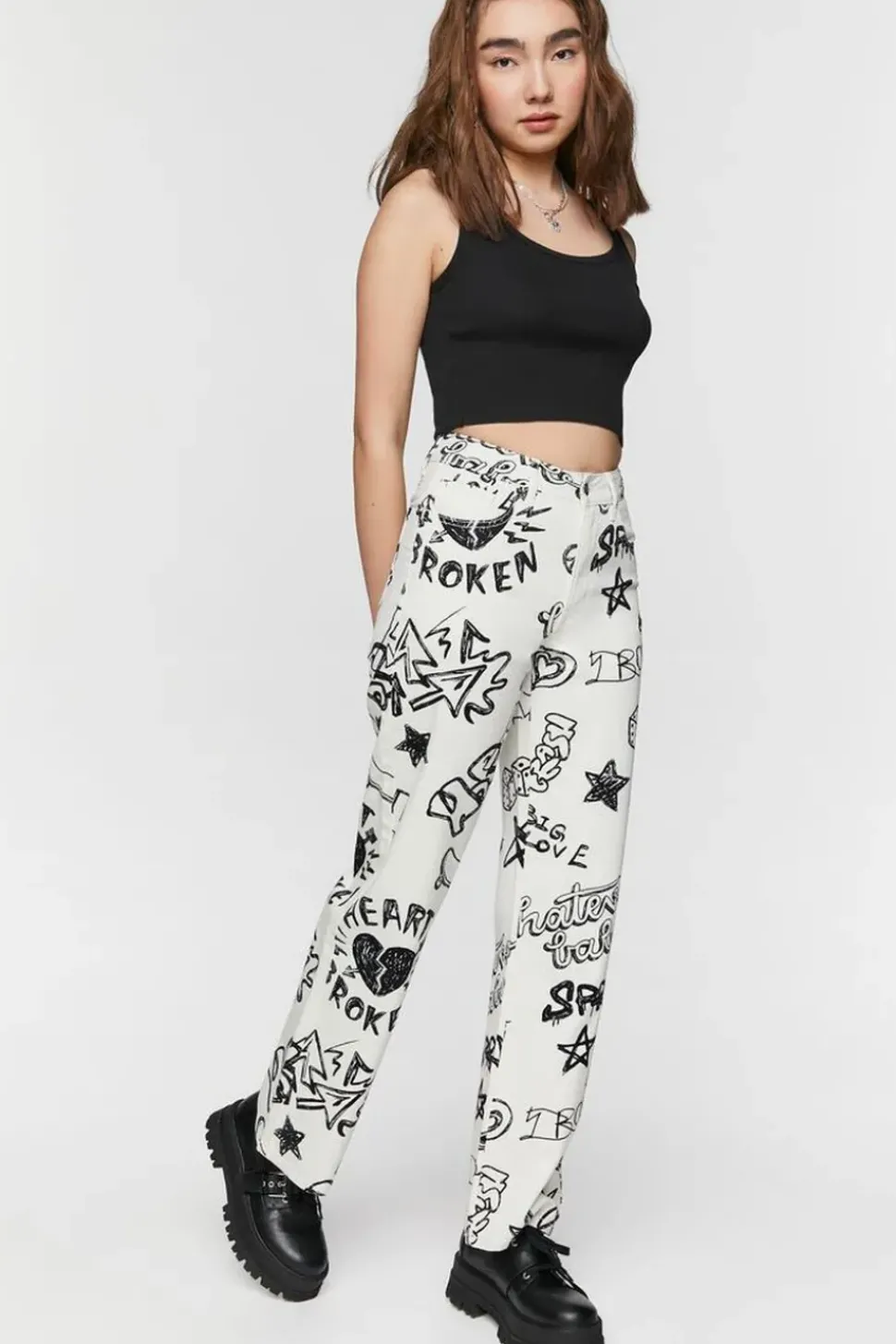 Doodle Graphic 90S-Fit High-Rise Jeans
