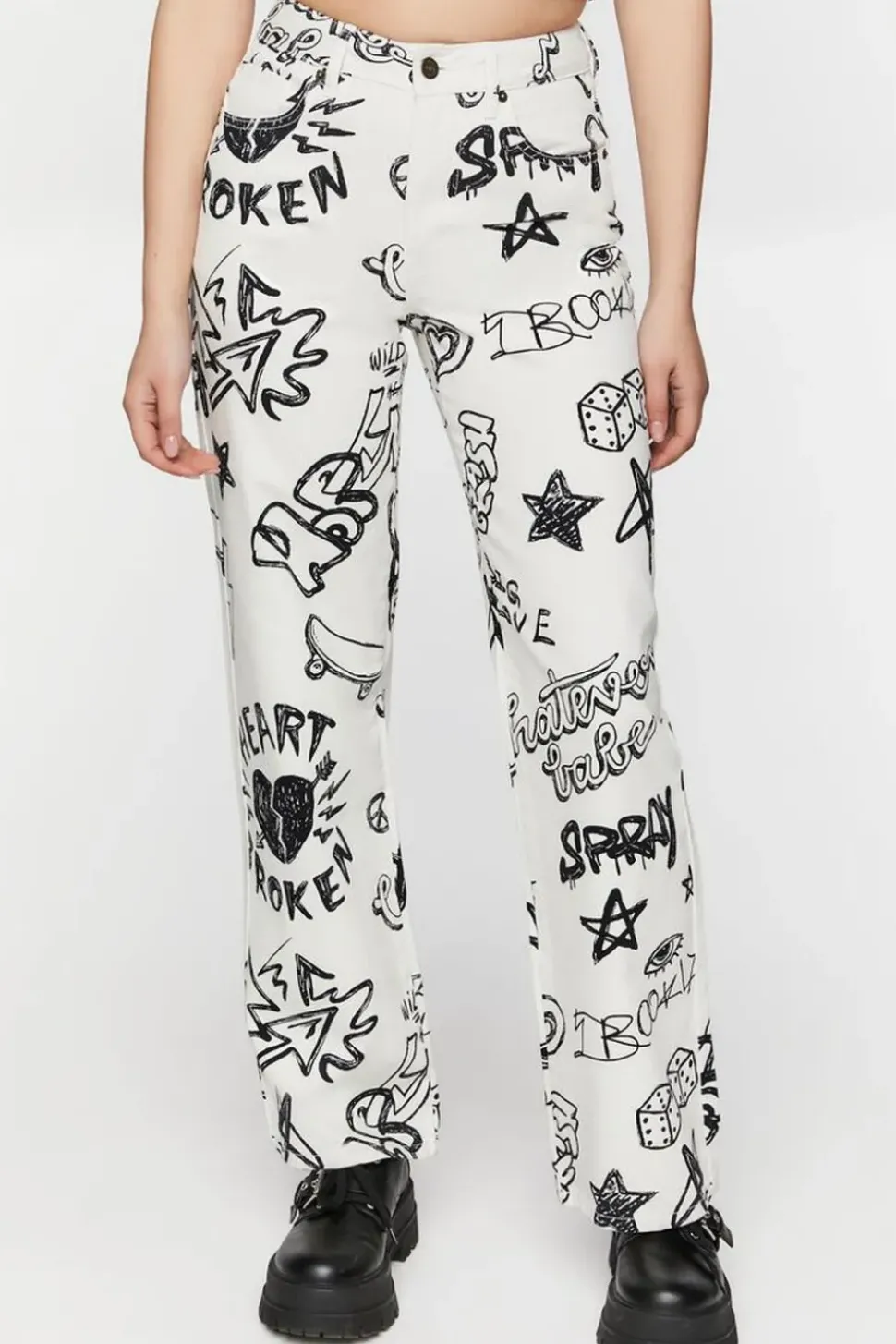 Doodle Graphic 90S-Fit High-Rise Jeans