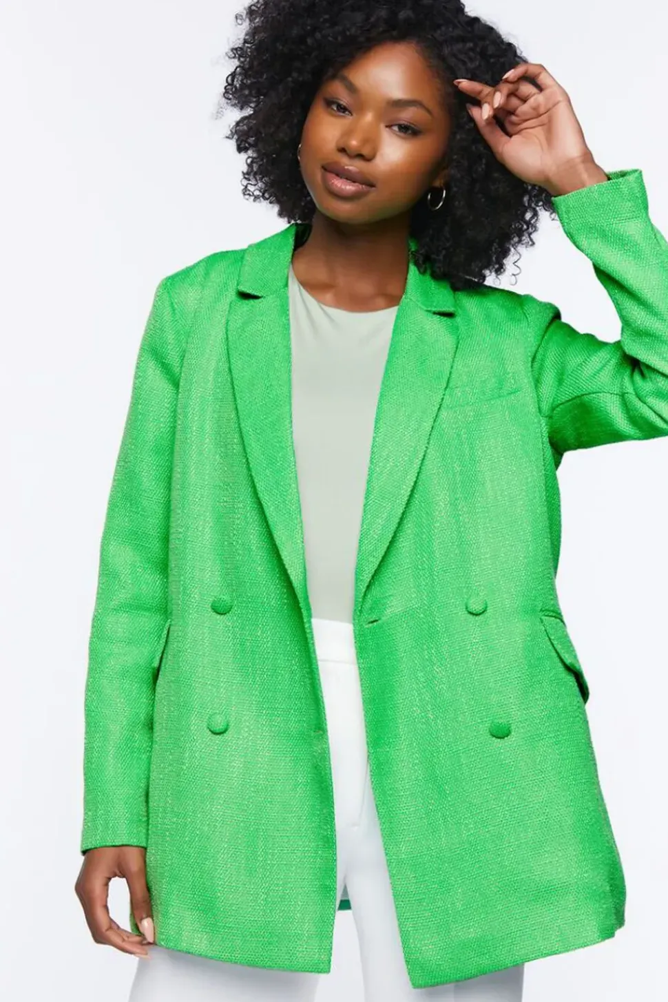 Double-Breasted Slit Blazer