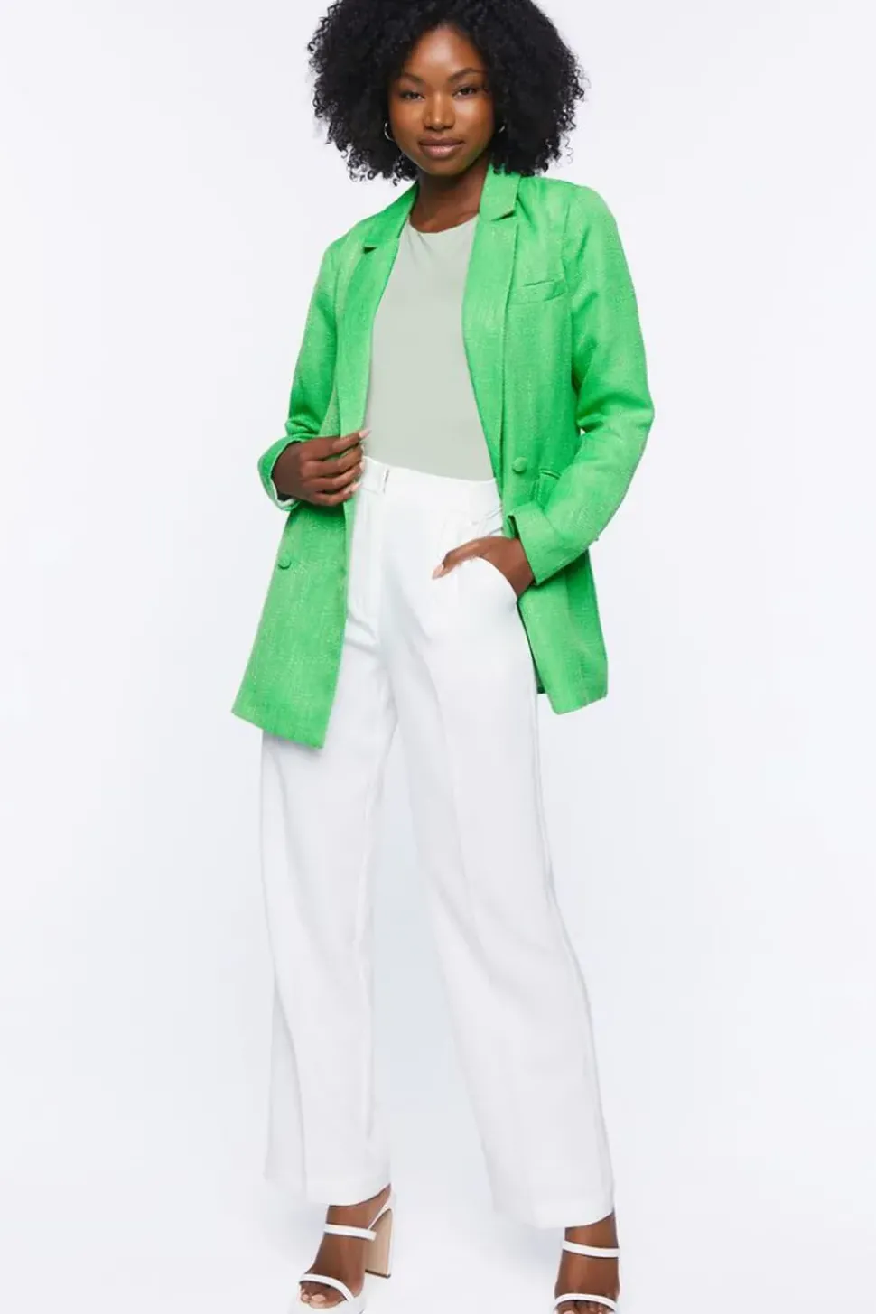 Double-Breasted Slit Blazer