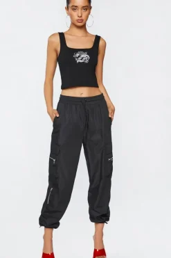 Dragon Graphic Cropped Tank Top