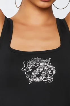 Dragon Graphic Cropped Tank Top