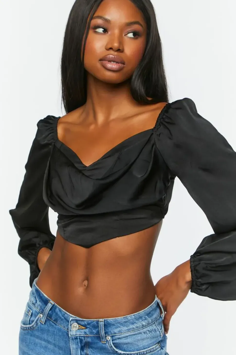 Draped Satin Crop Top