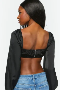 Draped Satin Crop Top