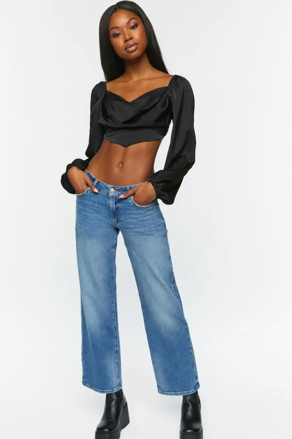 Draped Satin Crop Top