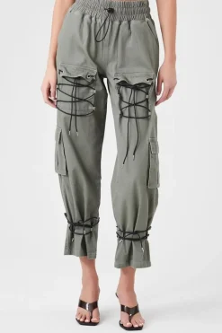 Drawstring Cargo Denim Joggers