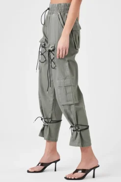 Drawstring Cargo Denim Joggers