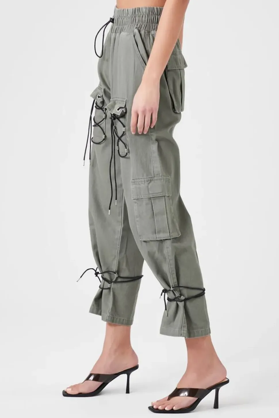 Drawstring Cargo Denim Joggers