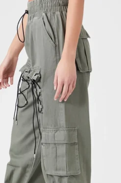 Drawstring Cargo Denim Joggers