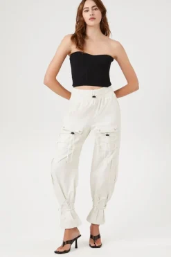 Drawstring Cargo Denim Joggers