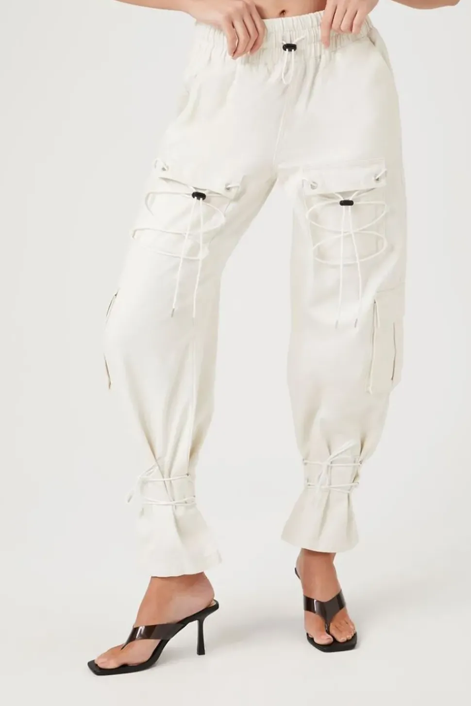 Drawstring Cargo Denim Joggers