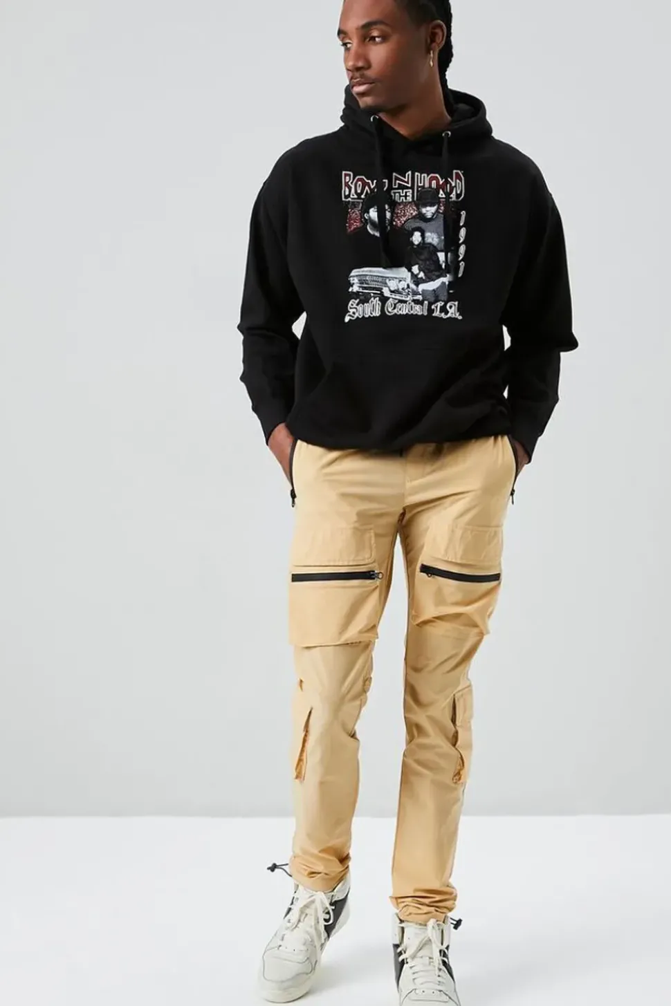 Drawstring Cargo Slim-Fit Pants