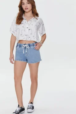 Drawstring Denim Shorts