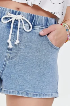 Drawstring Denim Shorts
