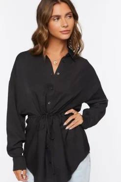 Drawstring Dolphin-Hem Shirt