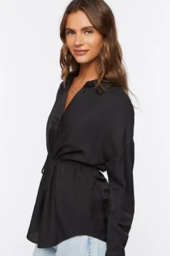 Drawstring Dolphin-Hem Shirt