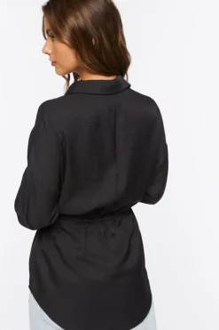 Drawstring Dolphin-Hem Shirt