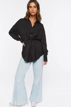 Drawstring Dolphin-Hem Shirt