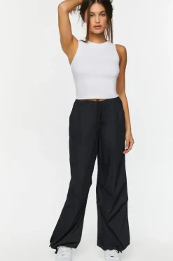 Drawstring Low-Rise Parachute Pants