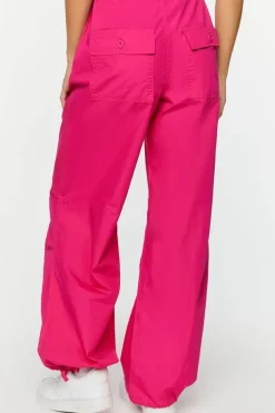 Drawstring Low-Rise Parachute Pants