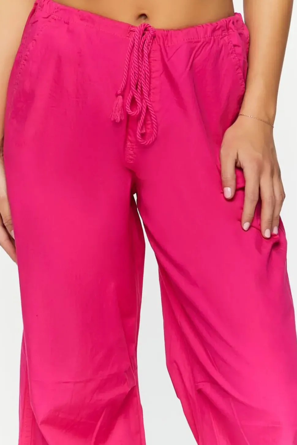 Drawstring Low-Rise Parachute Pants