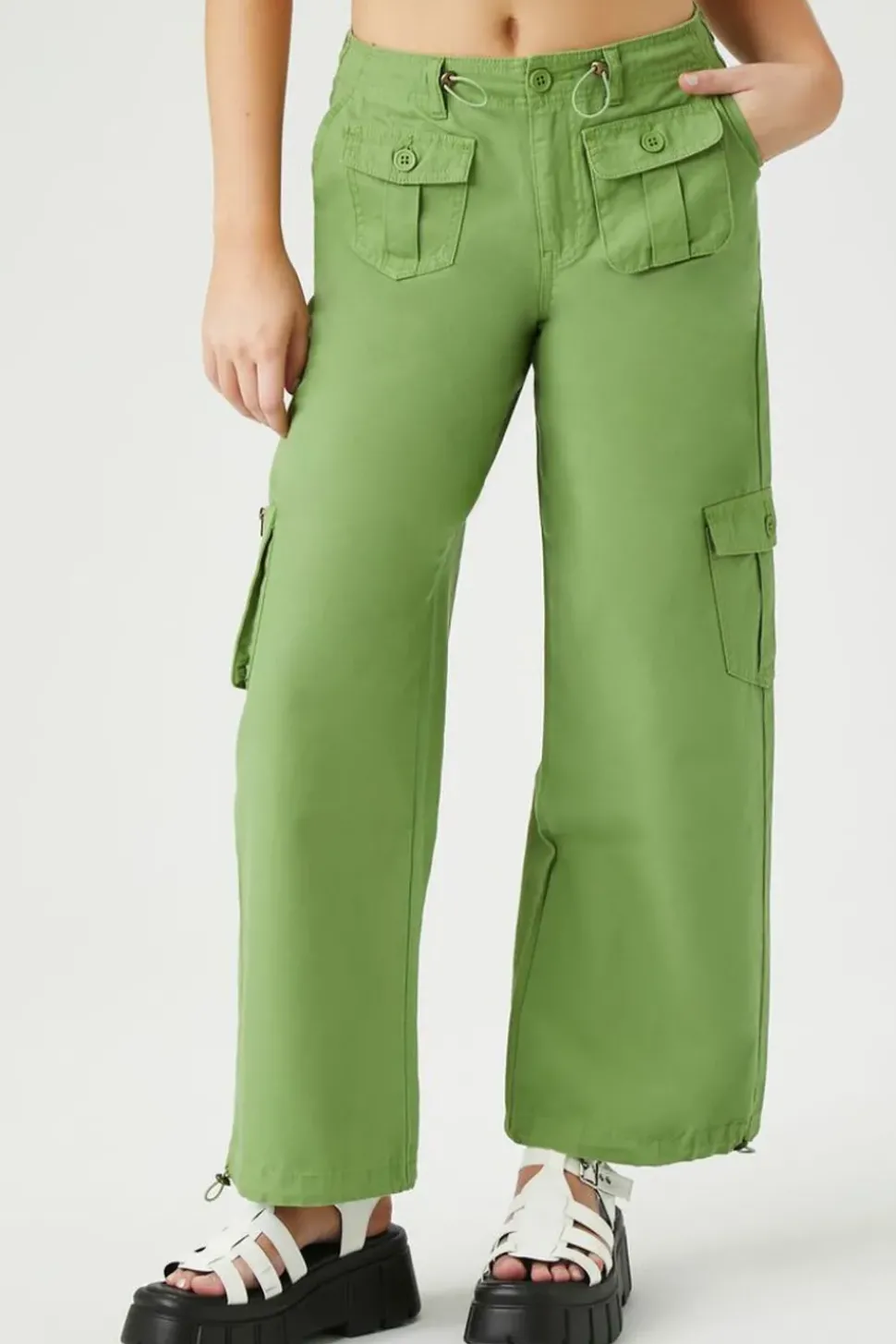 Drawstring Wide-Leg Cargo Pants