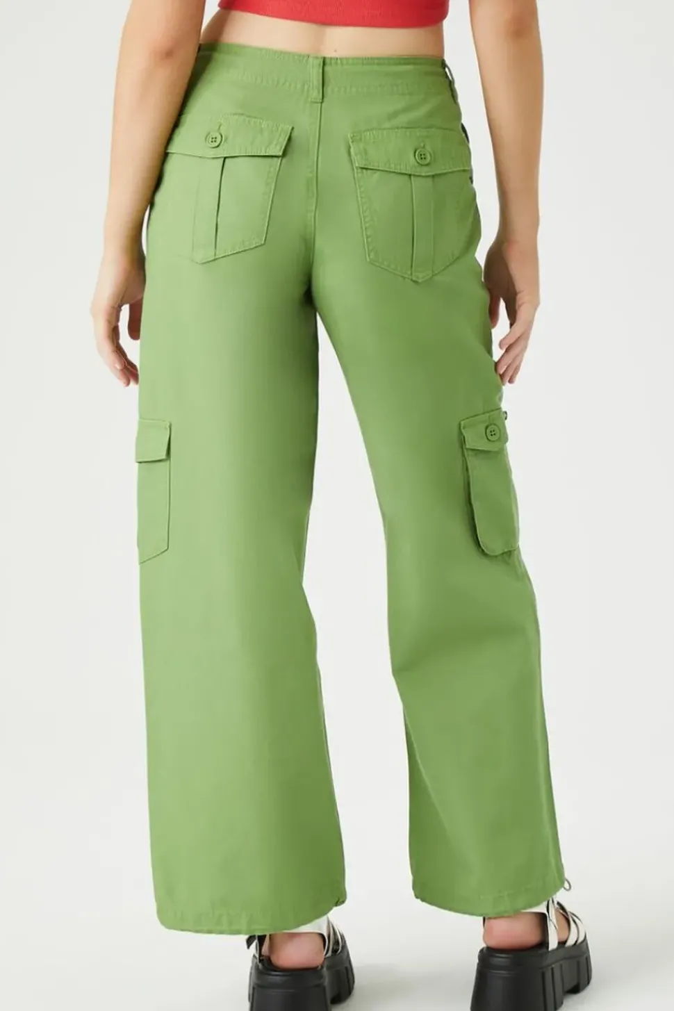 Drawstring Wide-Leg Cargo Pants