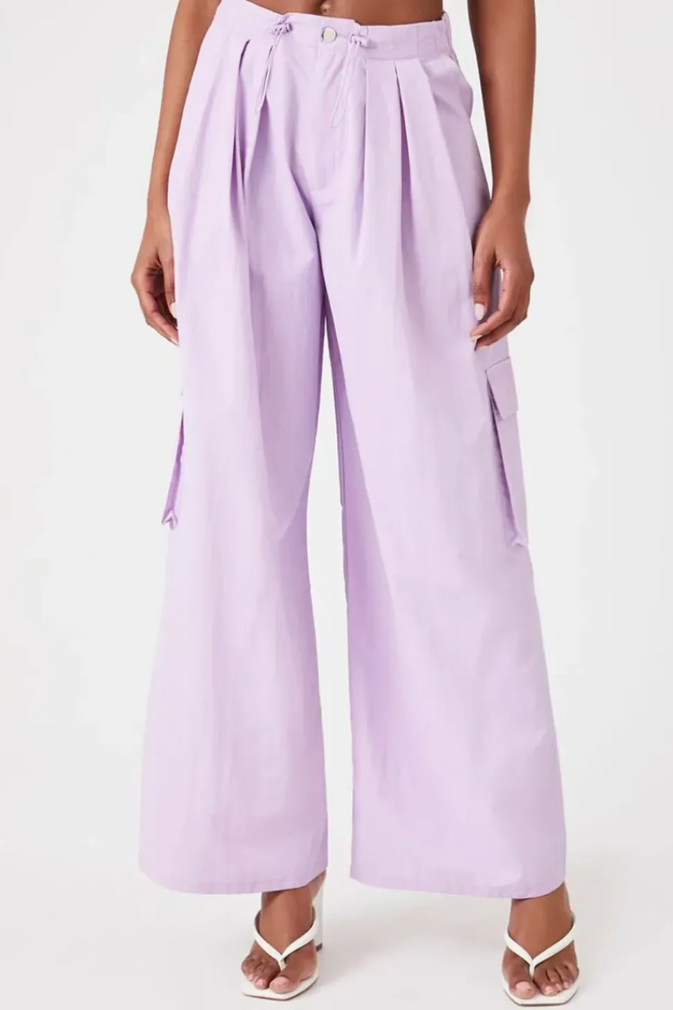 Drawstring Wide-Leg Cargo Pants