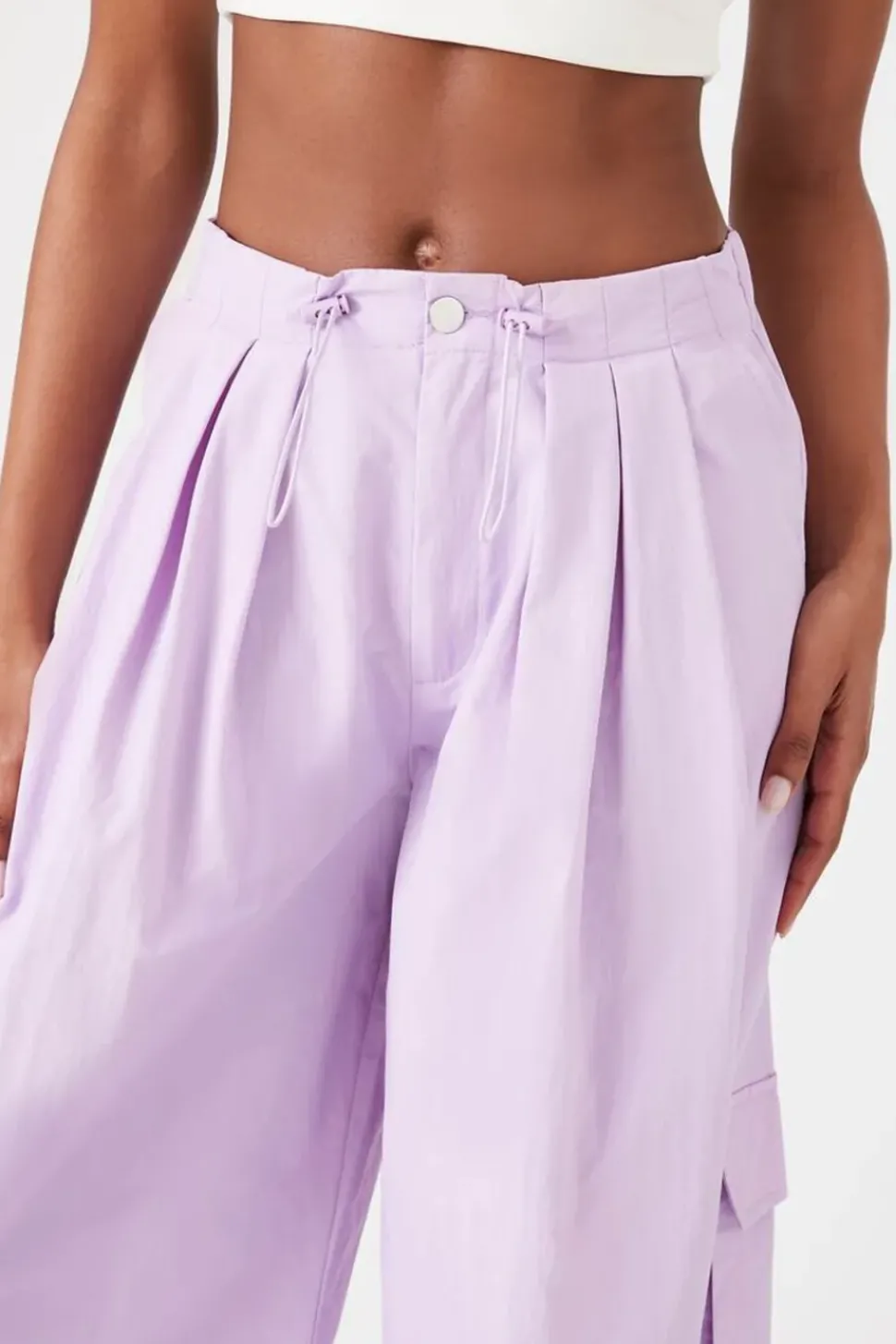 Drawstring Wide-Leg Cargo Pants
