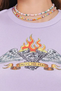 Drive Me Mad Graphic Cropped Tee