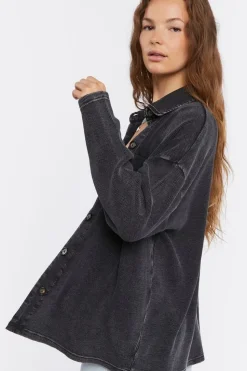 Drop-Sleeve Button-Up Shacket
