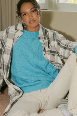Drop-Sleeve Crew Neck Sweater