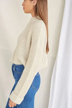 Drop-Sleeve Crew Sweater