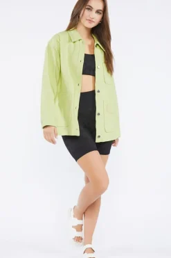 Drop-Sleeve Twill Shacket