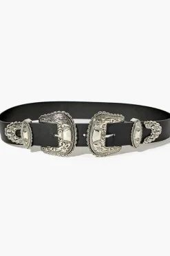 Dual Buckle Faux Leather Belt