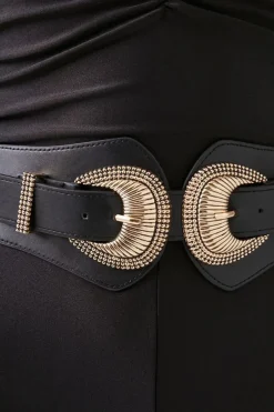 Dual-Buckle Faux Leather Belt